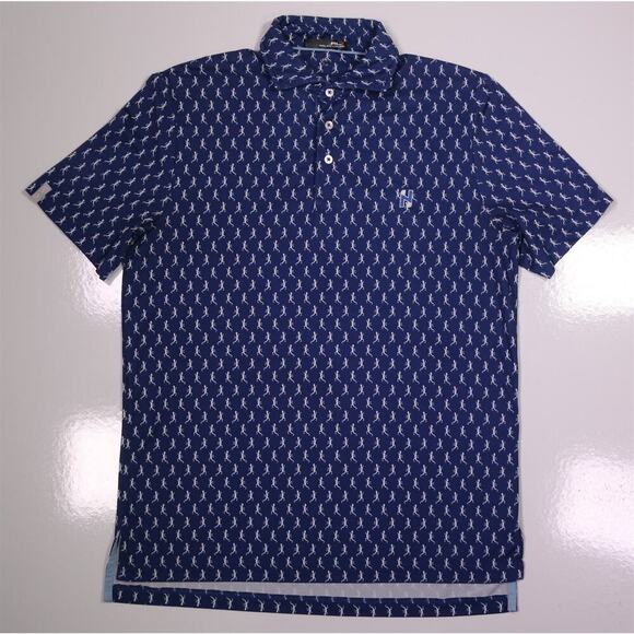 Ralph Lauren X RLX Hudson National Golf Club Blue Gecko Print Polo Shirt Small - Picture 3 of 9